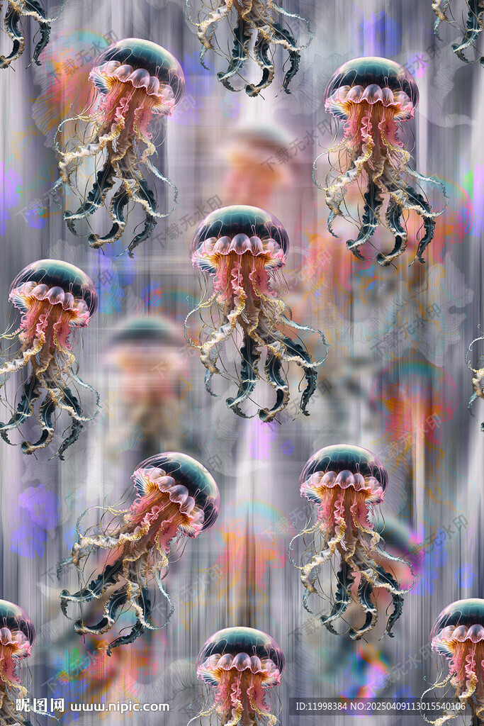手绘水母印花