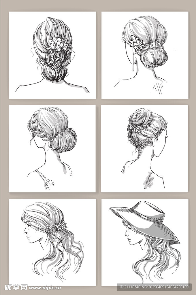 素描女背景