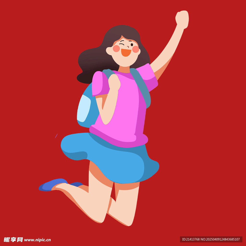 开心欢呼女孩 