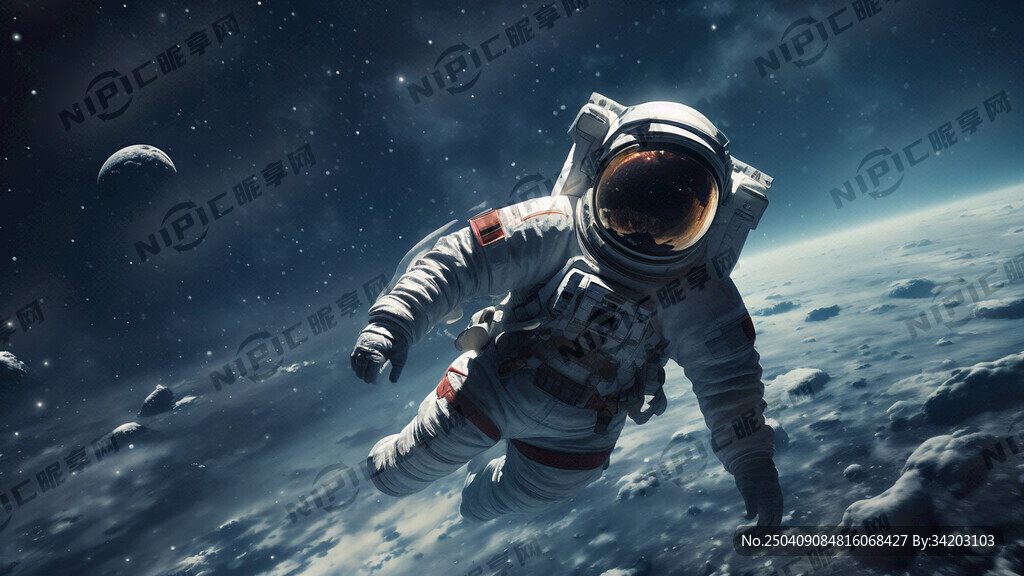 宇航员漂浮在宇宙星空之中