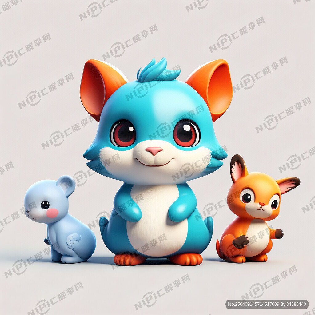 可爱各种卡通动物 3D模型