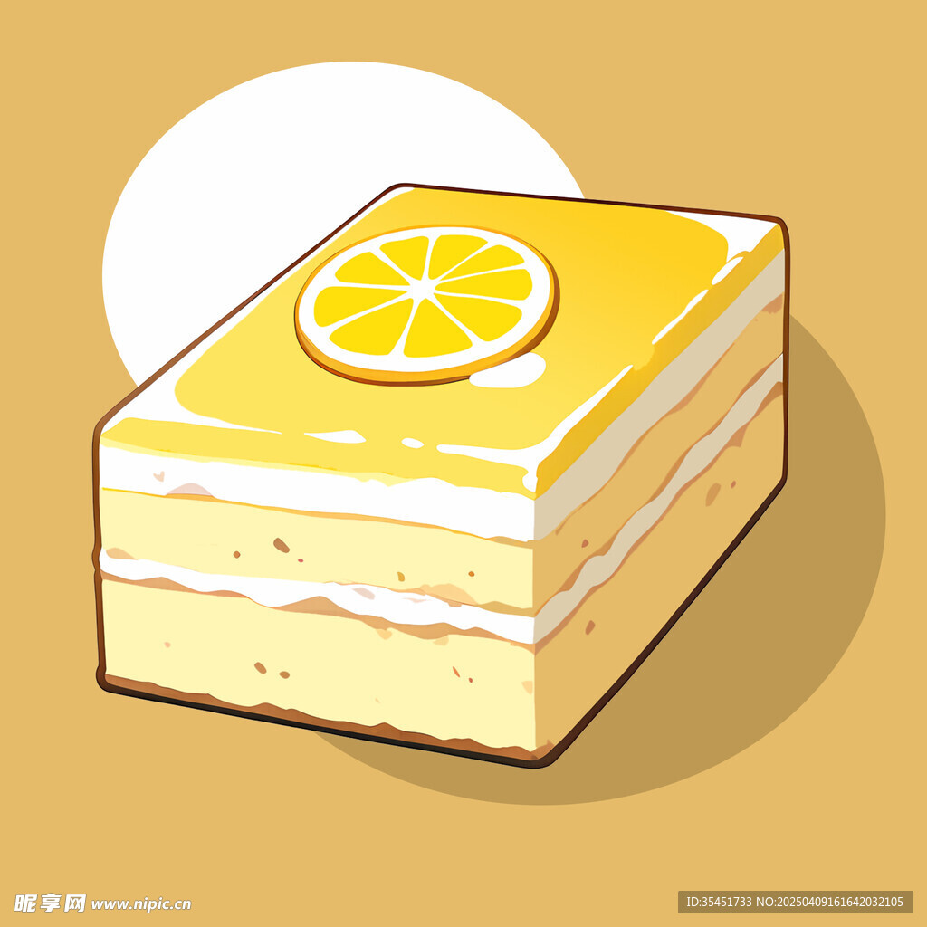 手绘卡通创意柠檬蛋糕