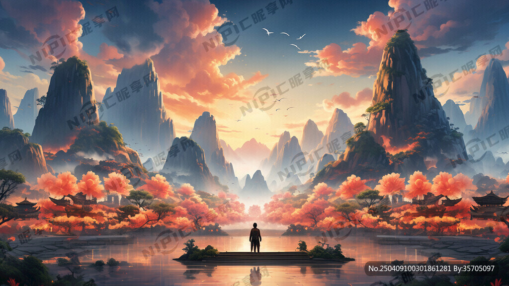 迎宾背景图 明亮插画