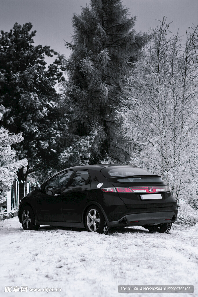 雪中黑色轿车