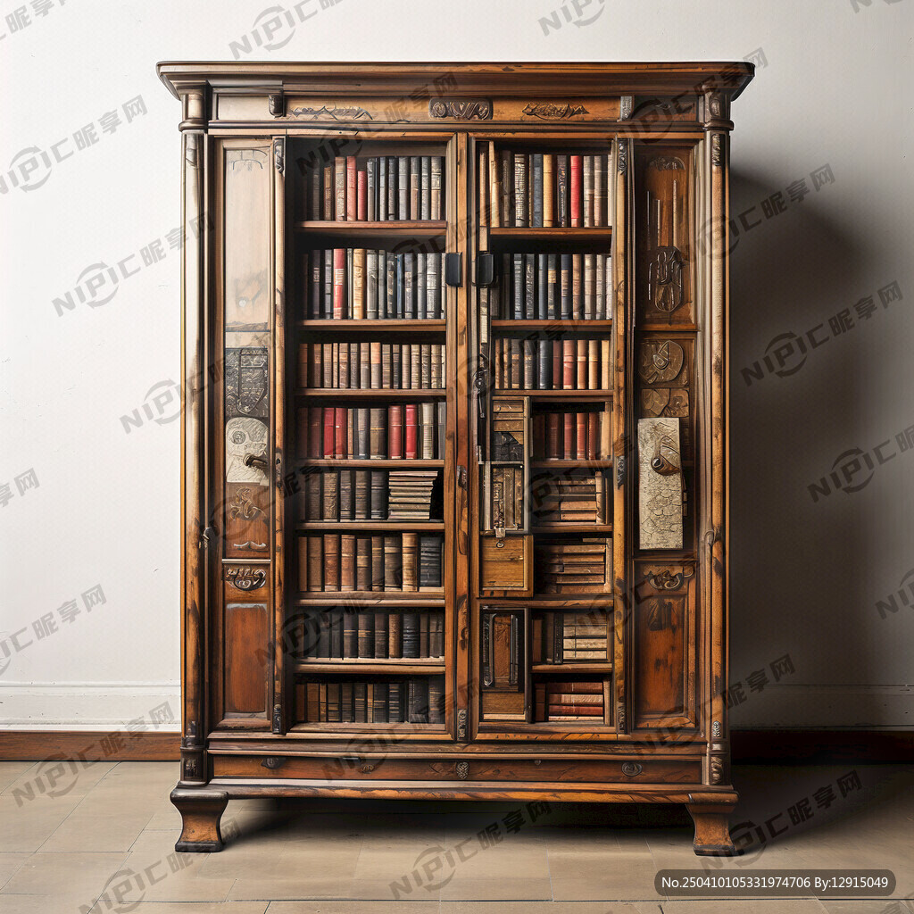 70年代比较老旧的大书橱正面图