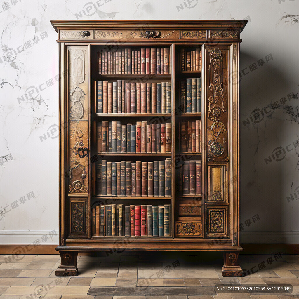 70年代比较老旧的大书橱正面图