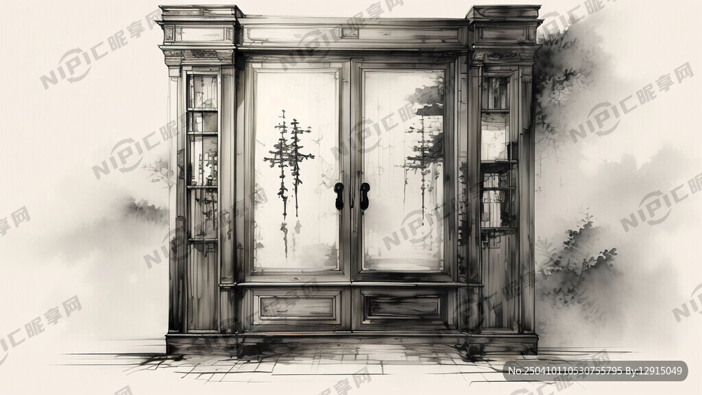 中国60年代比较破旧的大书橱正