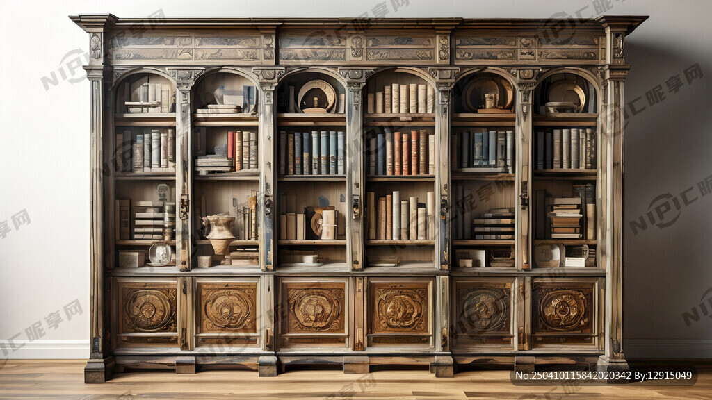 有年代感的书柜正面图