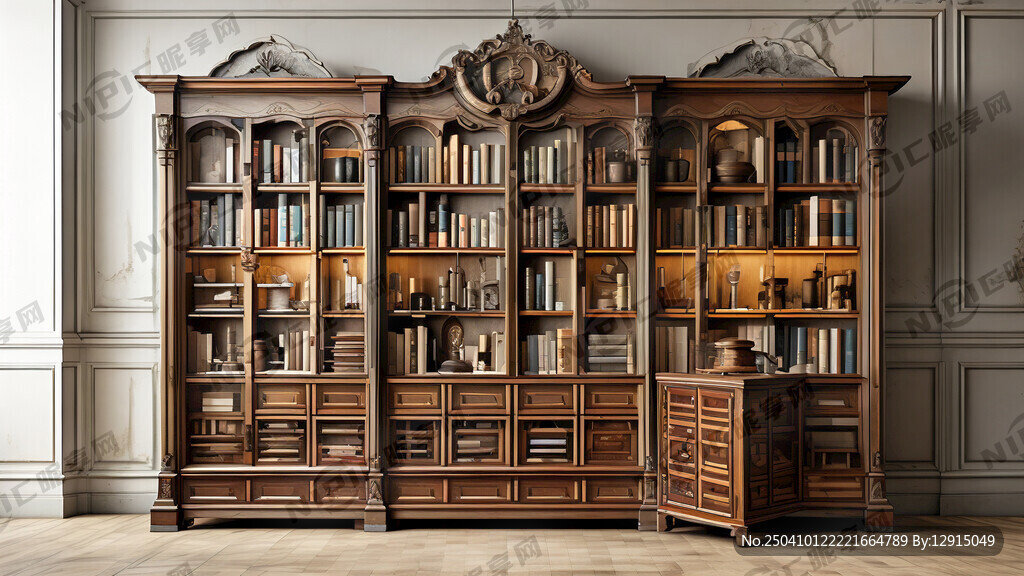 老式的 简易的满墙大书柜