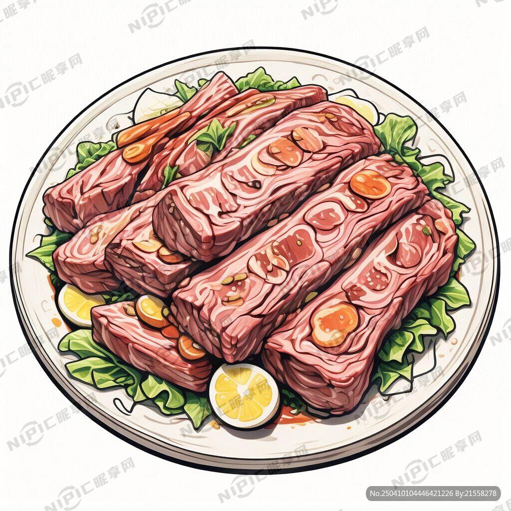 一盘手把肉 卡通手绘
