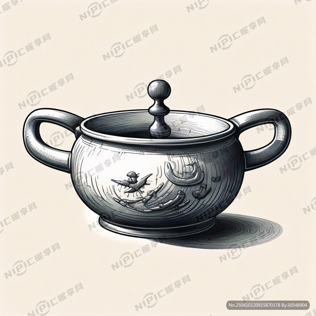 单耳铁锅 插画形式