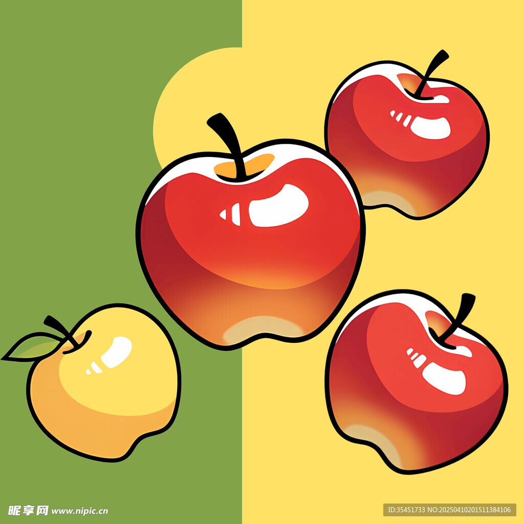 手绘卡通创意苹果