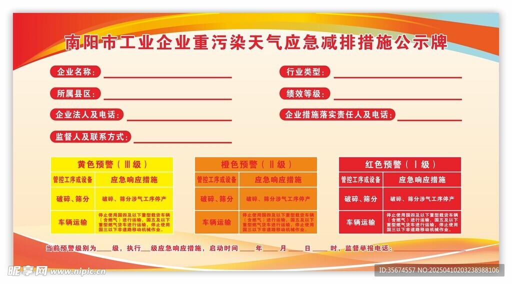 应急减排措施公示牌