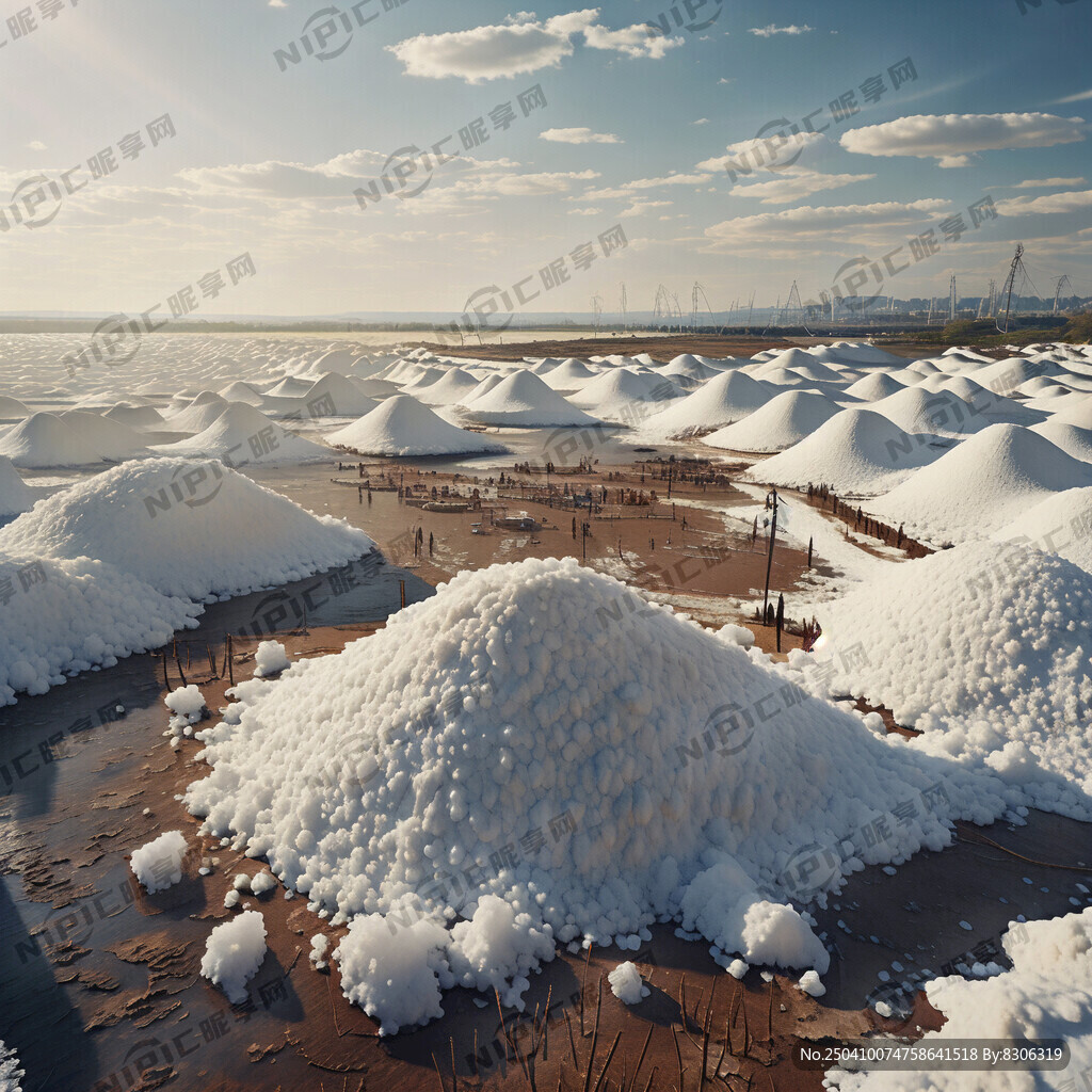 盐湖 盐堆 田地 晒盐场