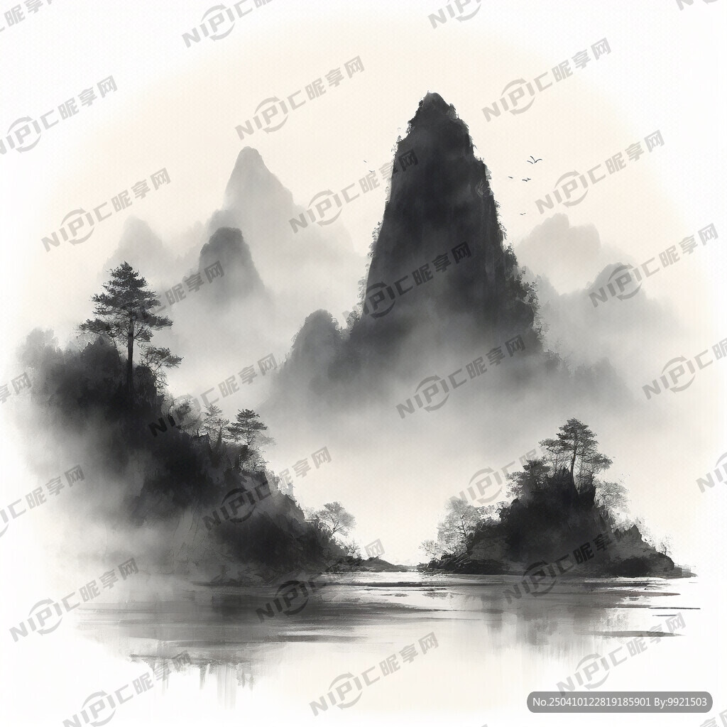 山谷 中国风 中国画 山水