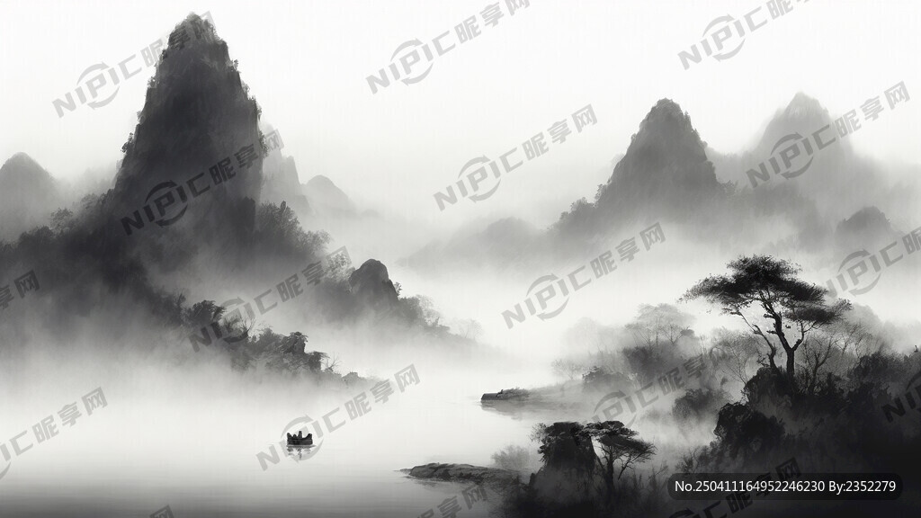 山谷 中国风 中国画 山水