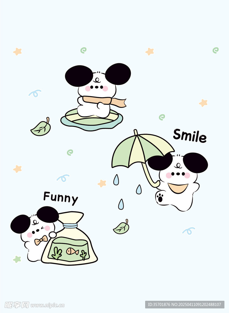 卡通帕恰狗 可爱动物 手绘