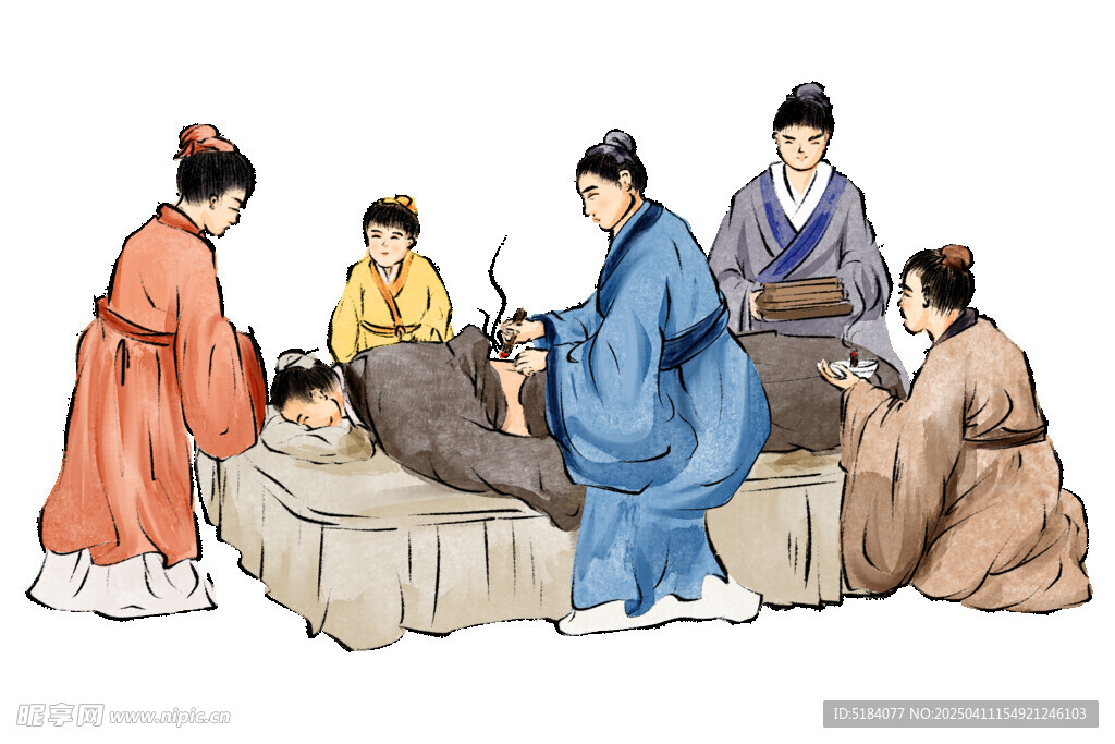 中医艾灸人物素材