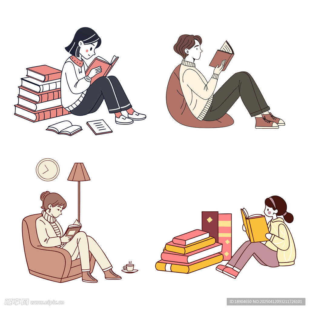 卡通读书人物