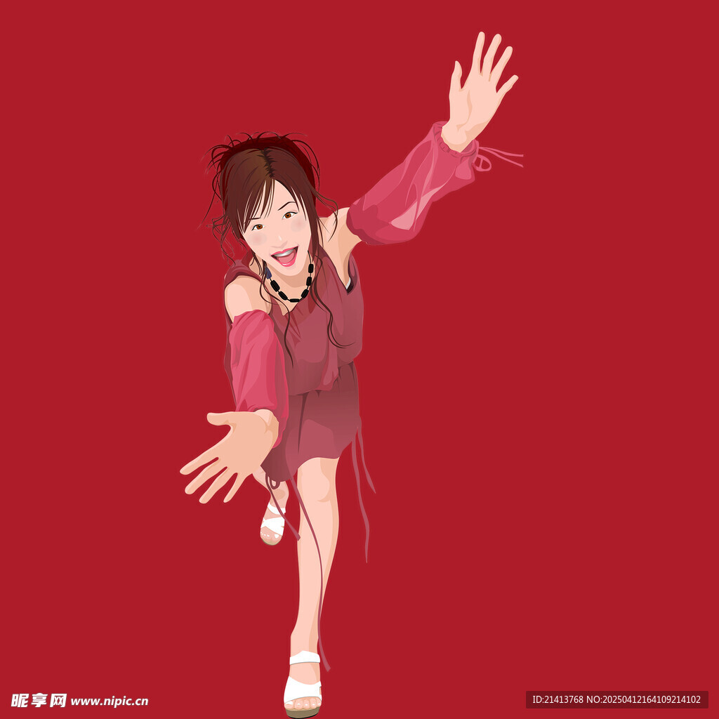 开心欢呼女孩