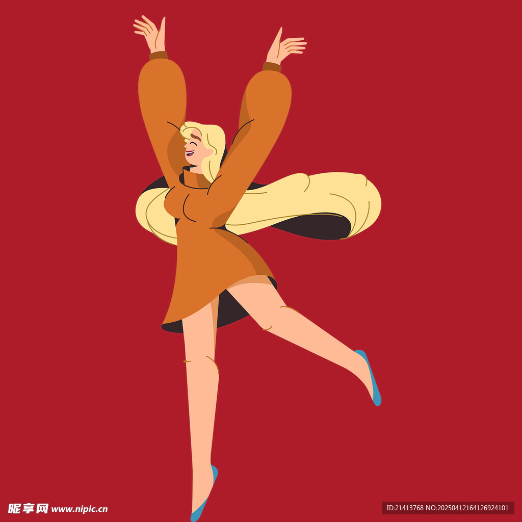 开心欢呼女孩