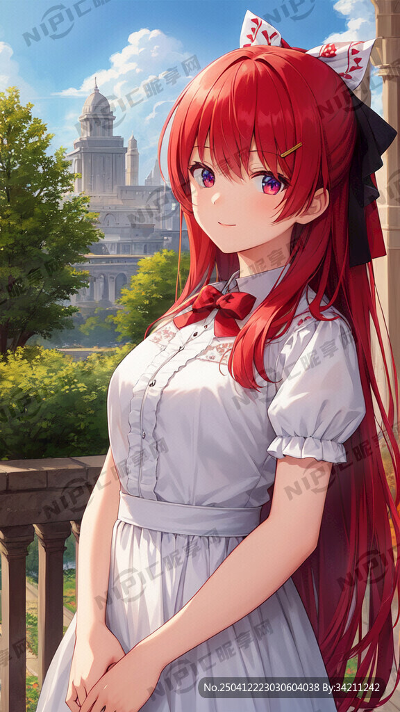 古代女子红色束发飘带