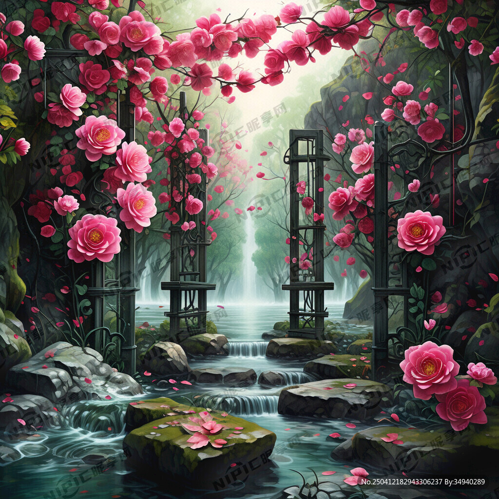 墨绿色背景四片梅花门