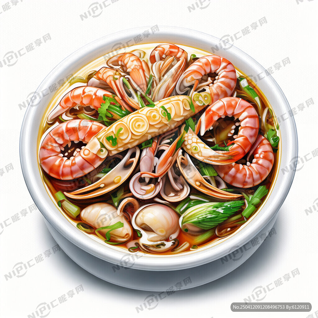 金酸汤海三鲜包括海虾花甲螺鱿鱼