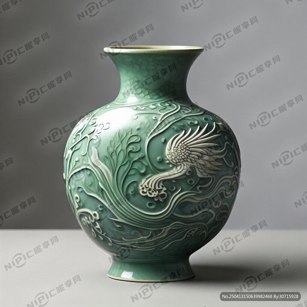 半个松石绿釉瓷瓶轮廓