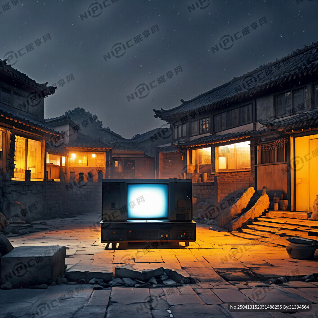 八十年代 夜晚天黑 一个农家院