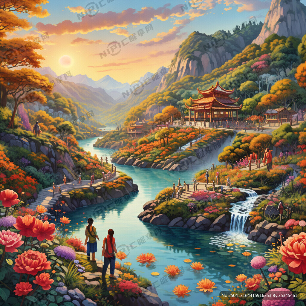 灵寿县满山花溪谷旅游海报
