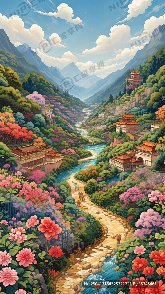 灵寿县满山花溪谷旅游海报