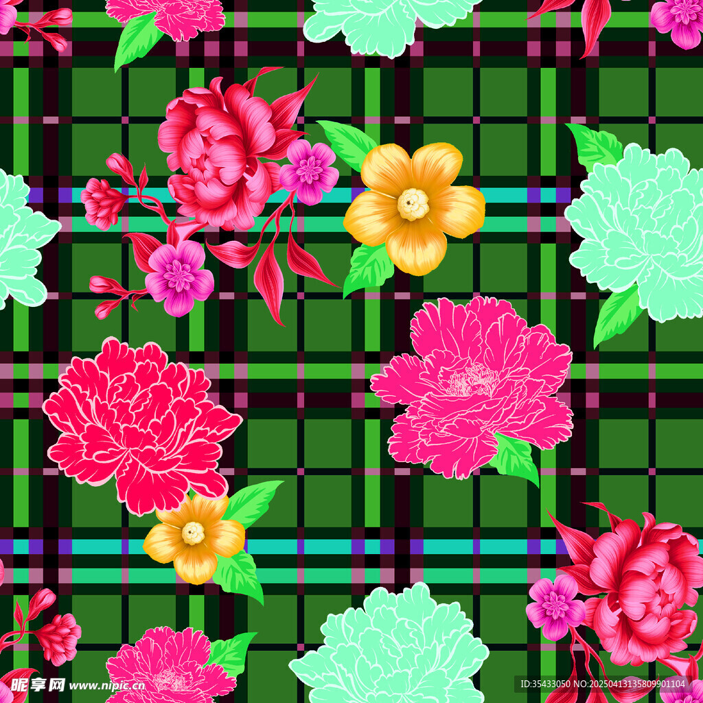 格子玫瑰花
