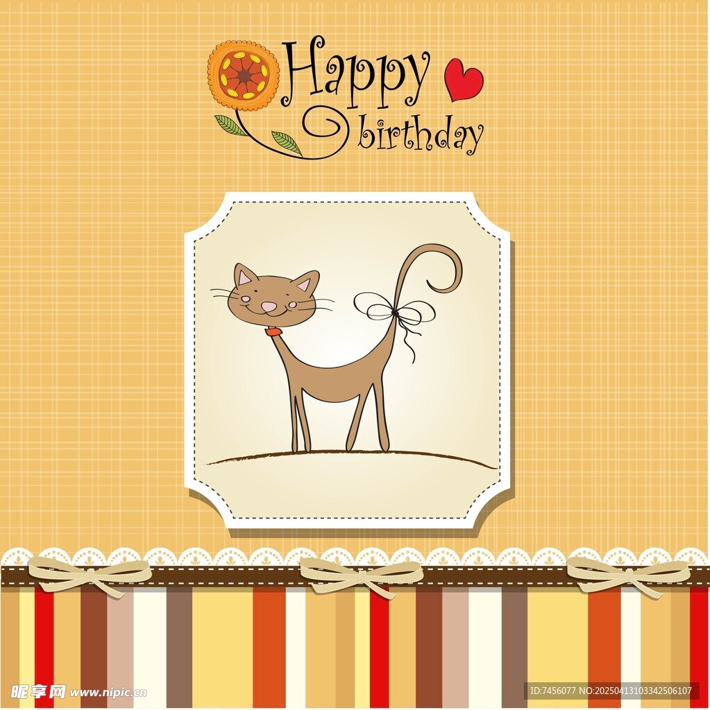 生日贺卡上的可爱猫咪