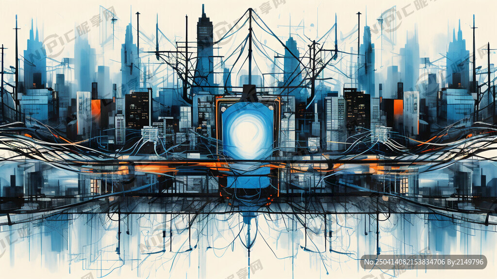 城市电网  抽象装饰画