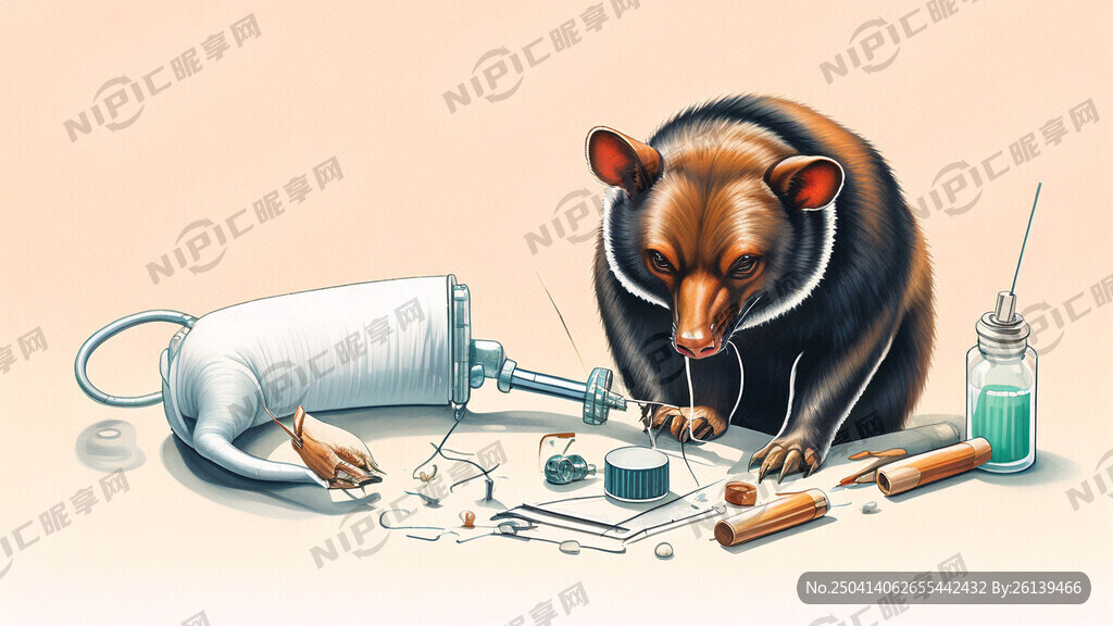 动物打针插画