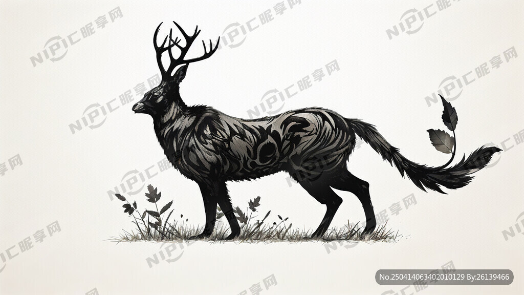 生成一张的动物剪影插画