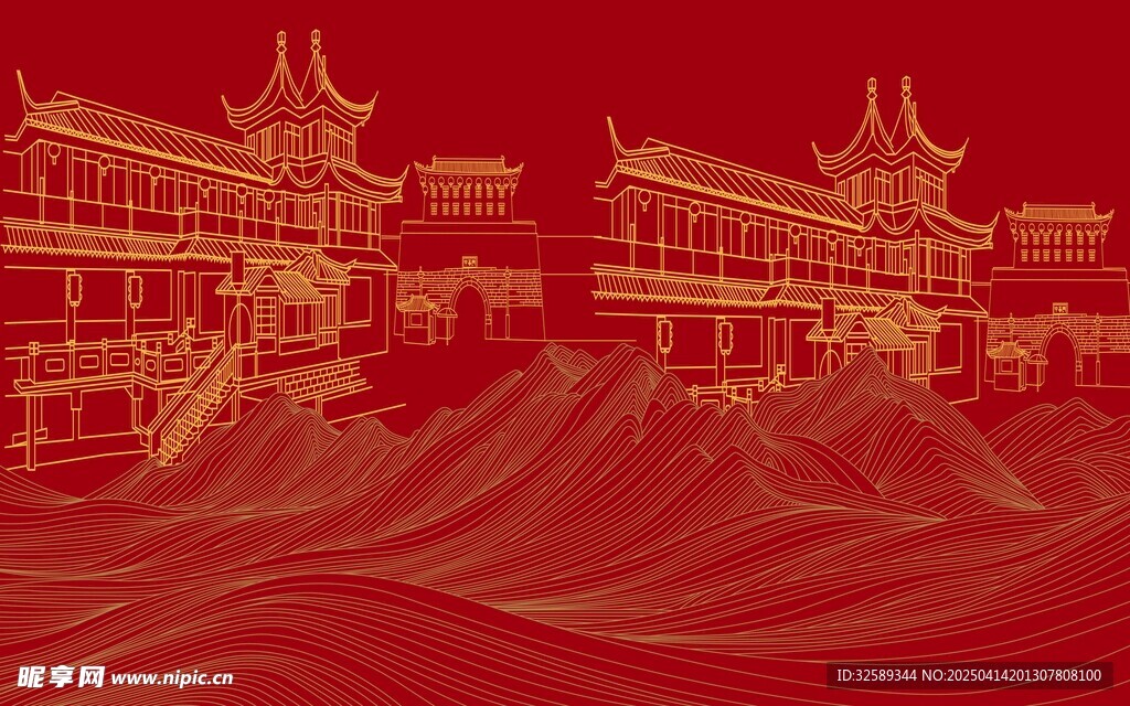 中式阁楼背景墙  