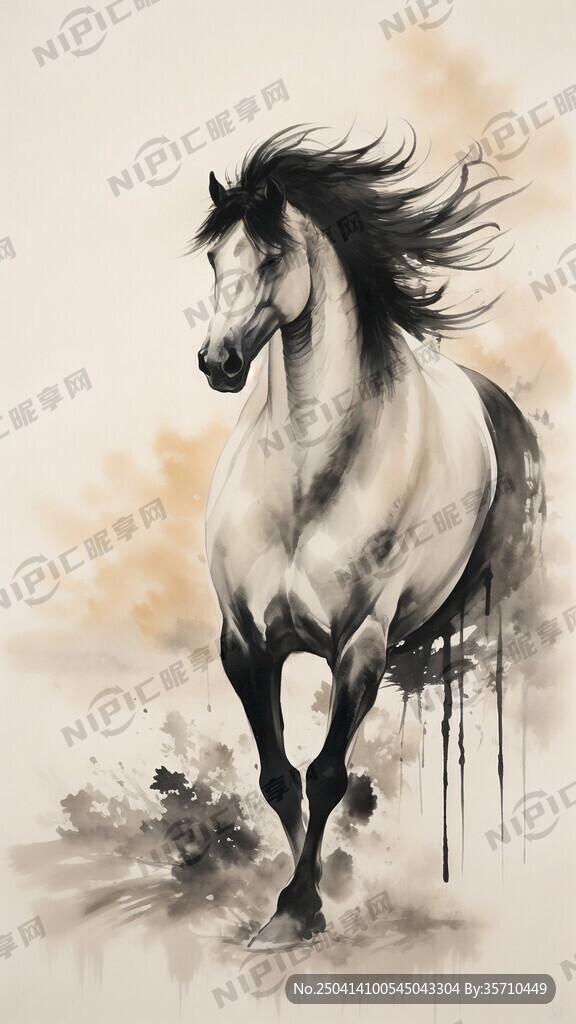 写意国画 水墨 骏马 徐悲鸿