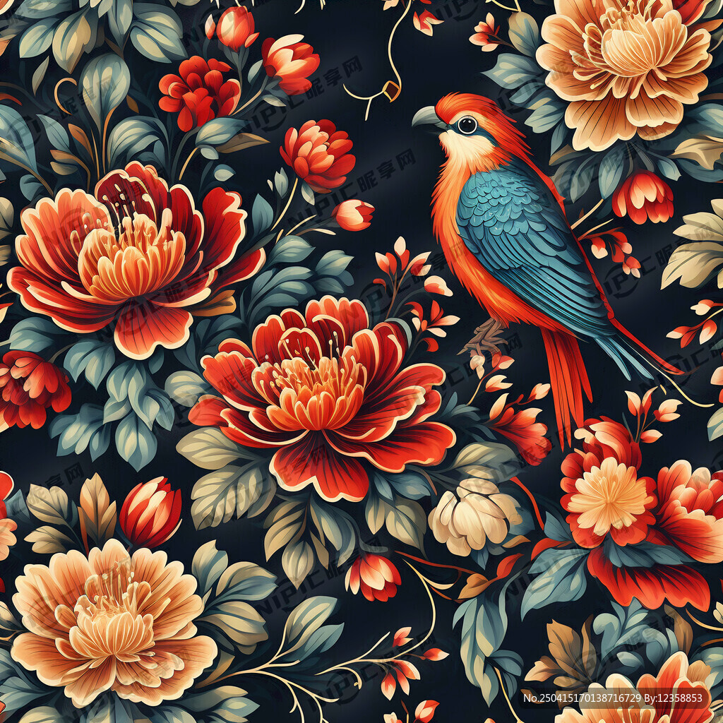 美式花鸟图 花鸟壁纸 复古壁纸