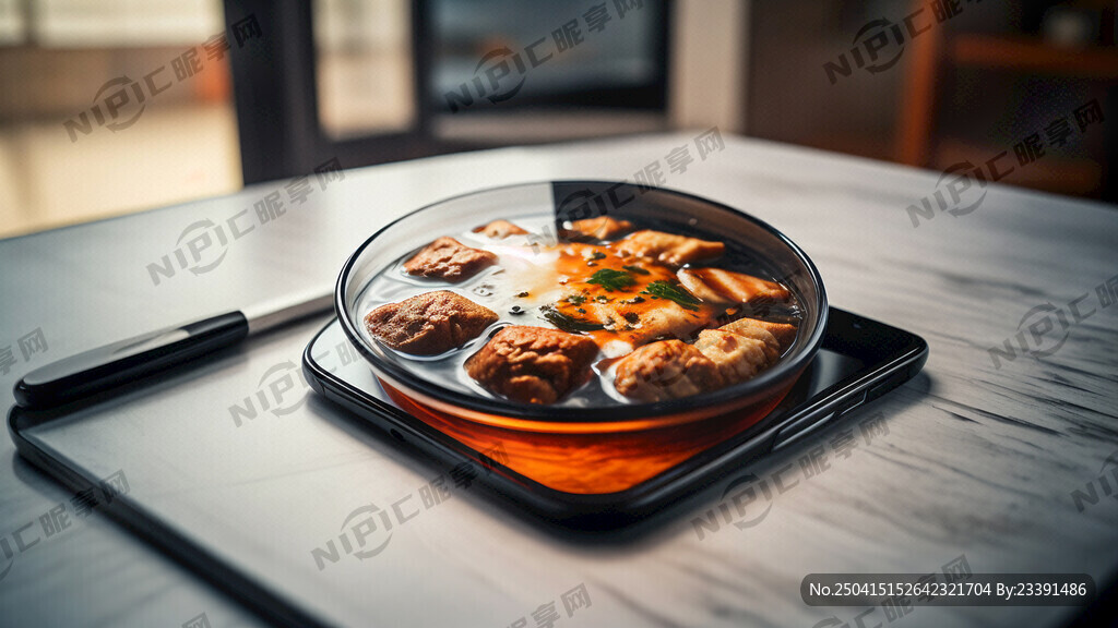 手机拍摄一锅热气腾腾的食物