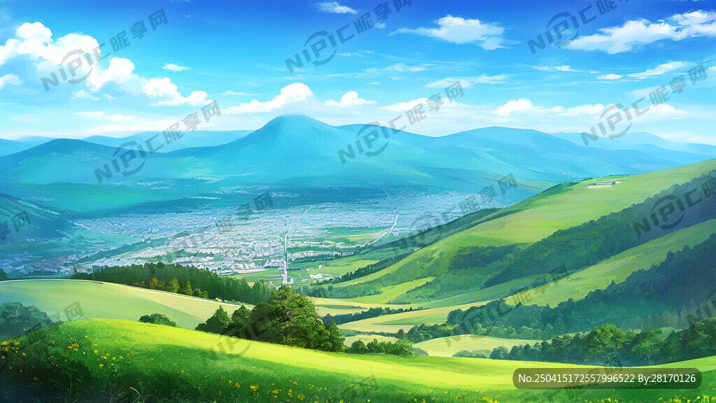 山 高压线光伏发电卡通