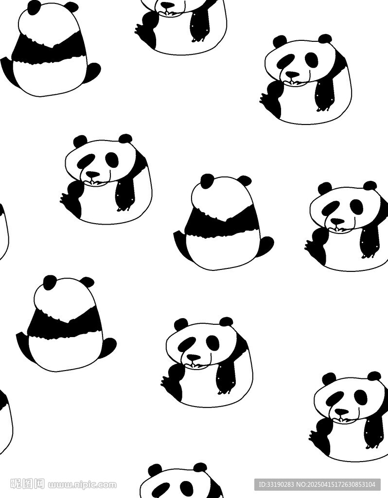 可爱熊猫无缝图案设计