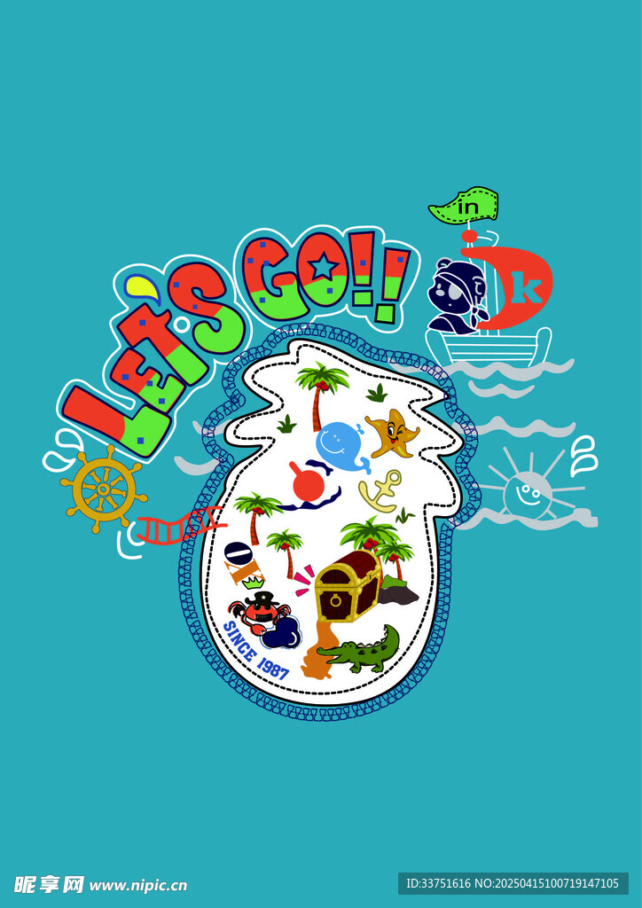 海洋插画字母