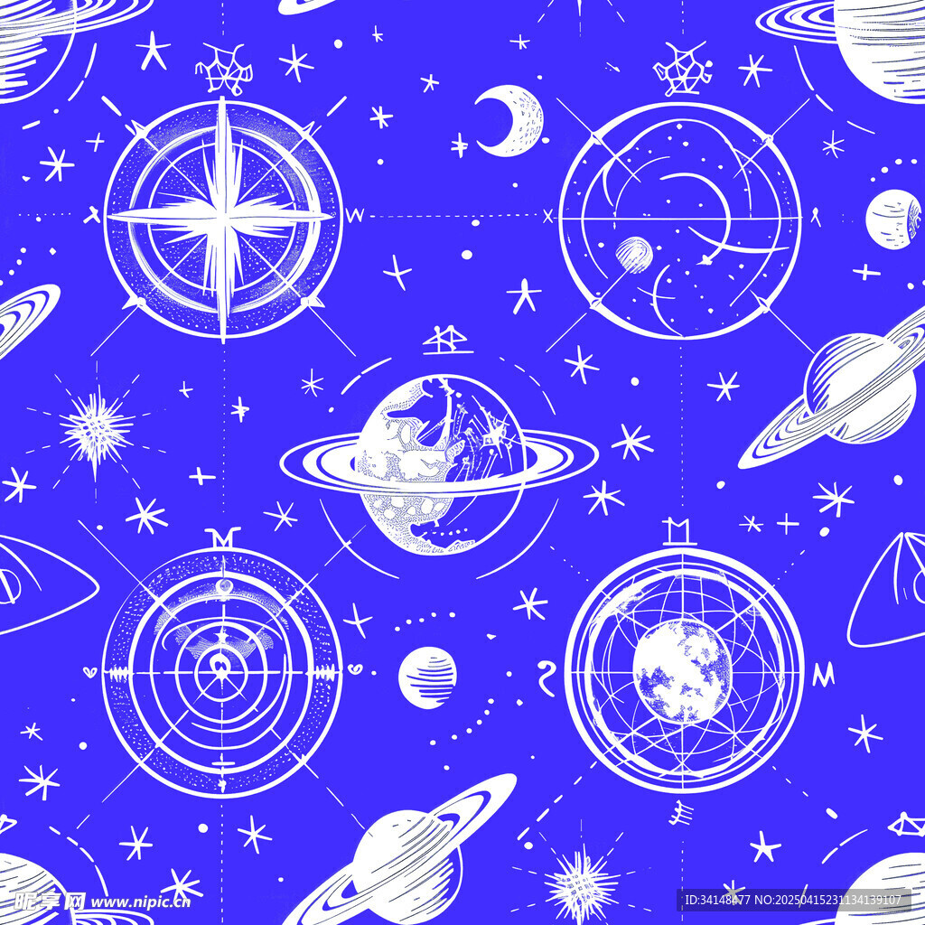 梦幻星空宇宙元素图案