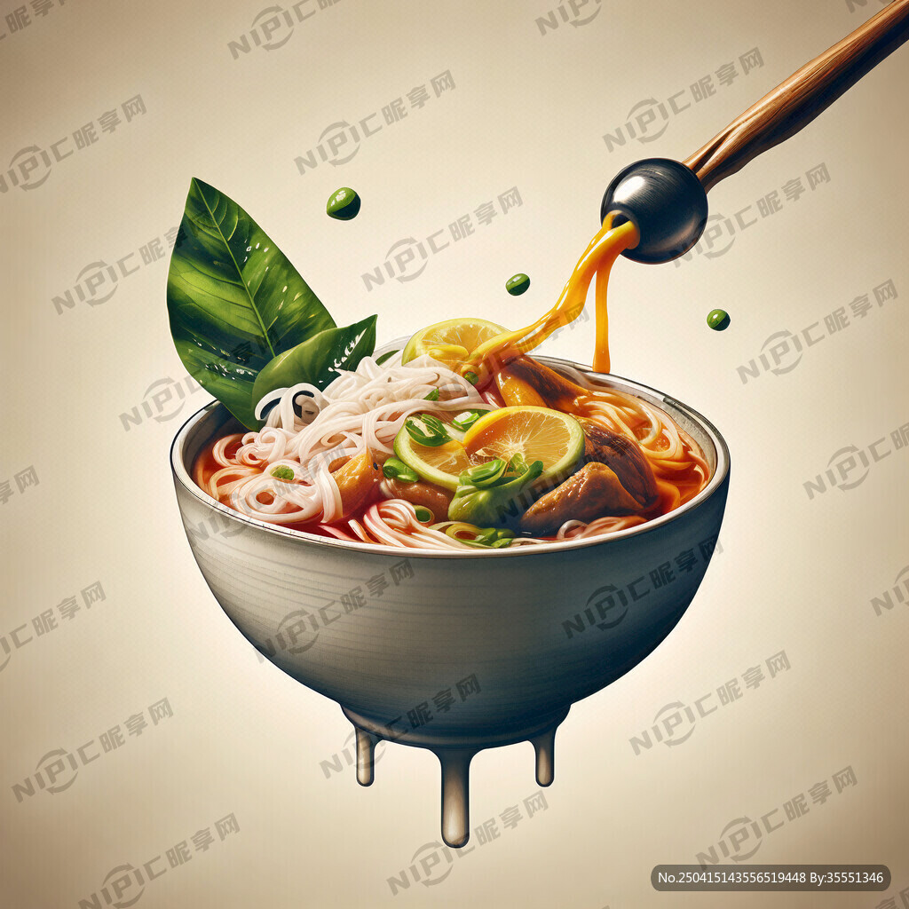 一碗越南鸡粉在上面就是有个挤那