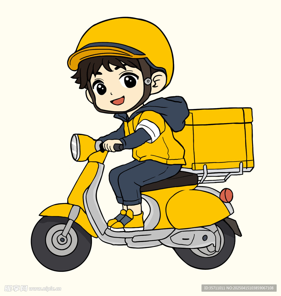 骑电动车的外卖小哥形象