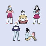 卡通读书人物插图