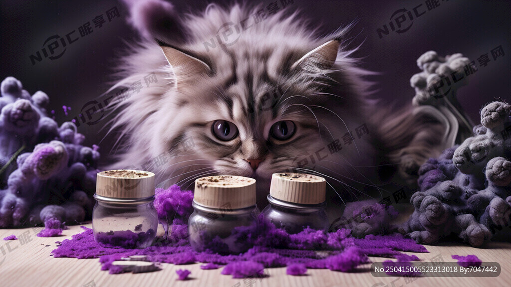 猫咪打翻海藻灰瓶 紫烟升起