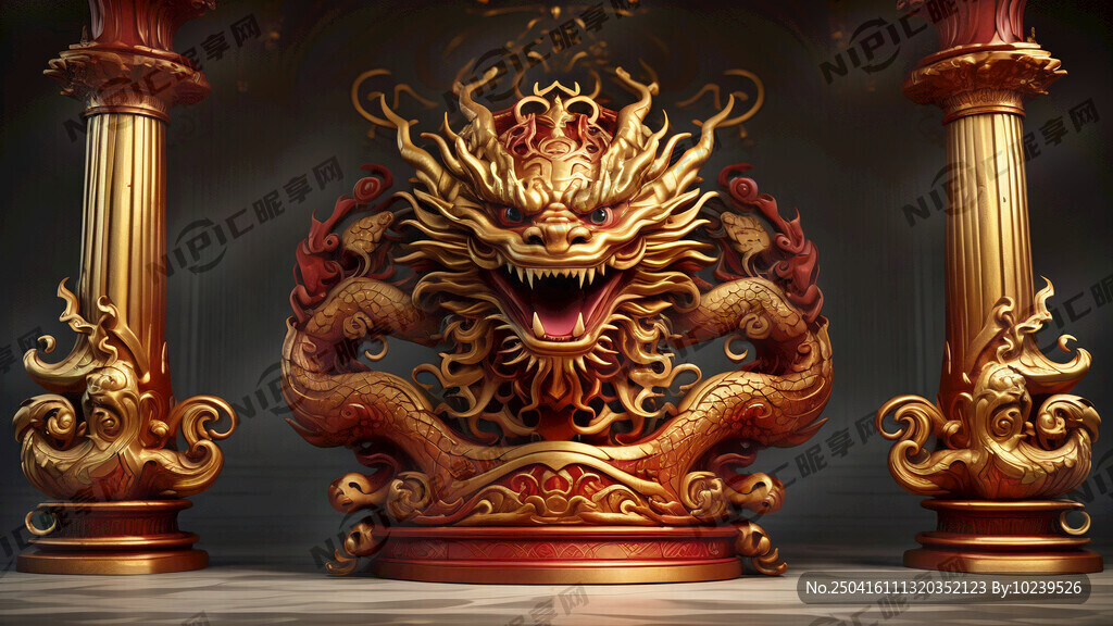 金色盘龙红色鎏金柱